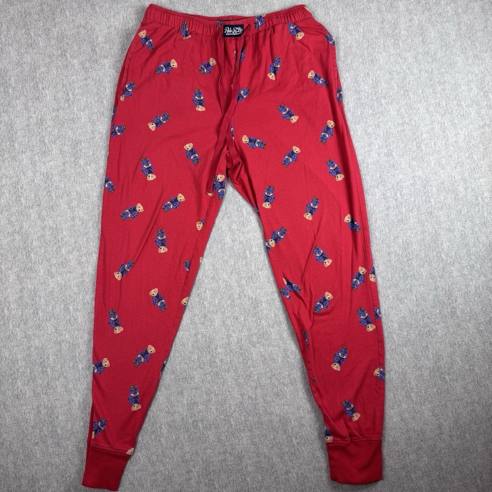 Polo Ralph Lauren Sleepwear Pants Men's Bear Pajamas Sz M RED - Picture 1 of 6